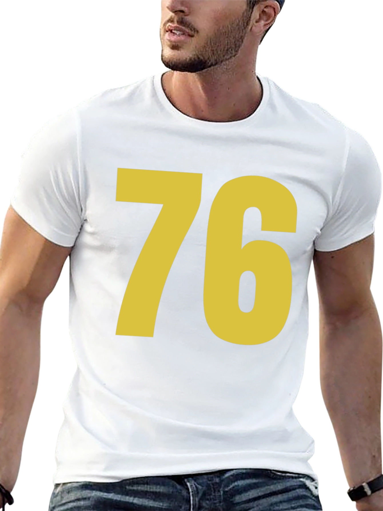 Retro Number 76 Graphic T-Shirt - Black