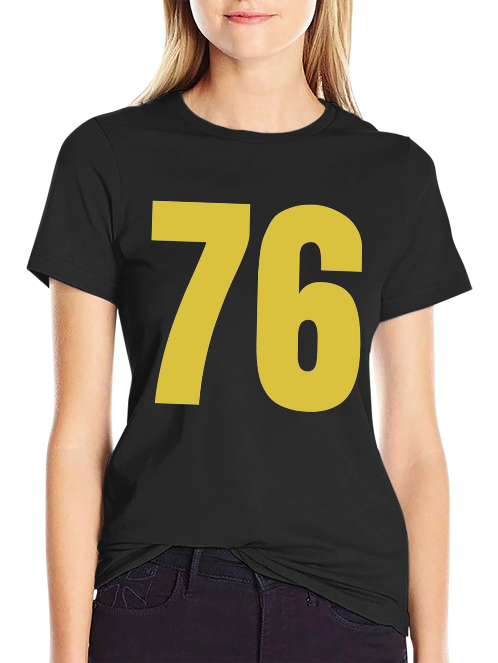 Retro Number 76 Graphic T-Shirt - Black
