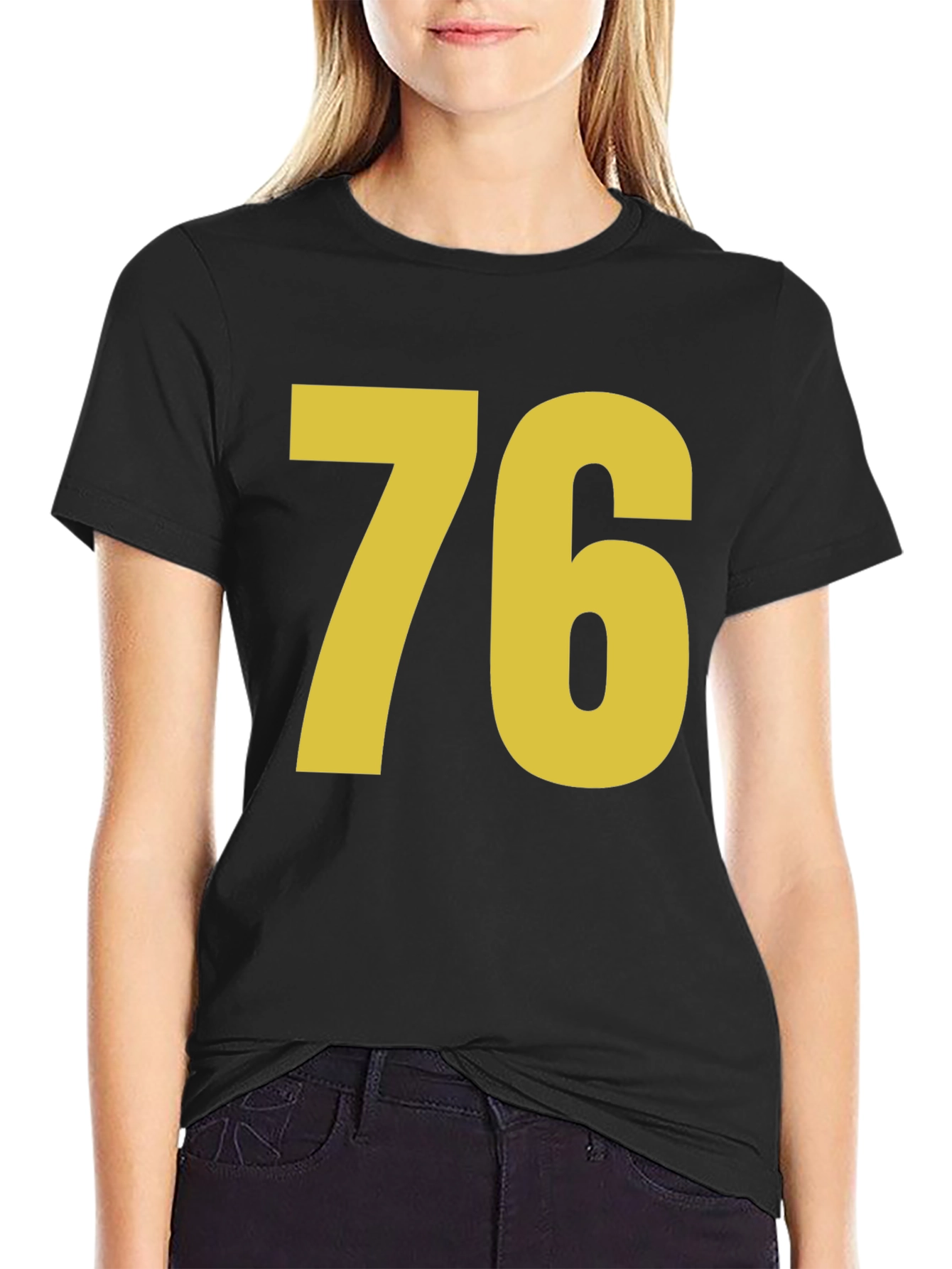 Retro Number 76 Graphic T-Shirt - Black
