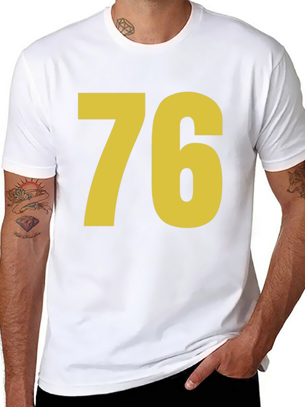 Retro Number 76 Graphic T-Shirt - Black