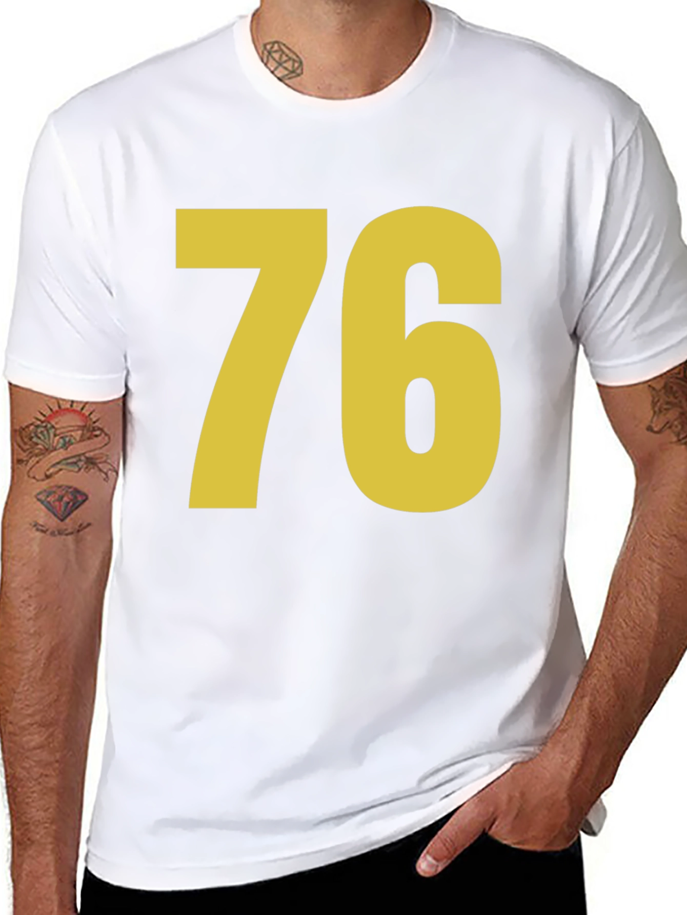 Retro Number 76 Graphic T-Shirt - Black