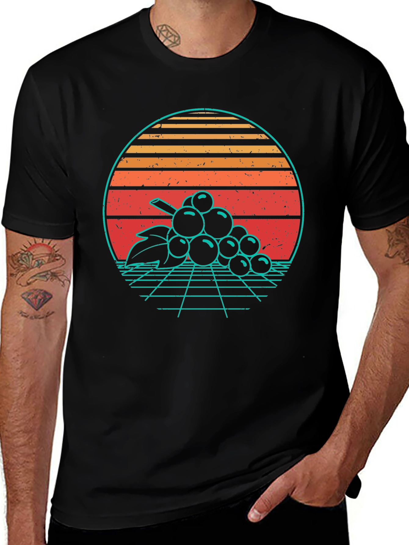 Retro Grapes Graphic Tee - 80s Vintage Style