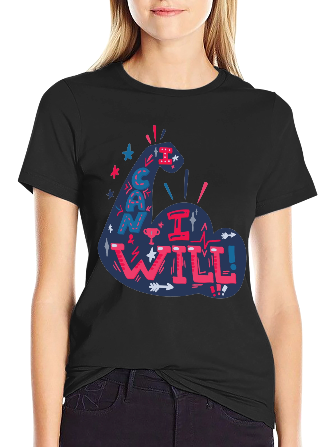 I Can I Will Graphic Tee - Motivational Black T-Shirt