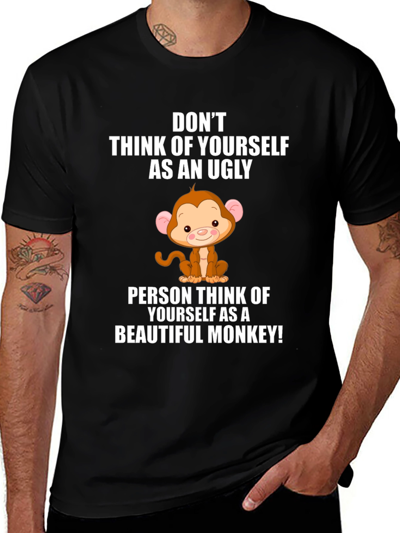 Funny Monkey Graphic Black T-Shirt
