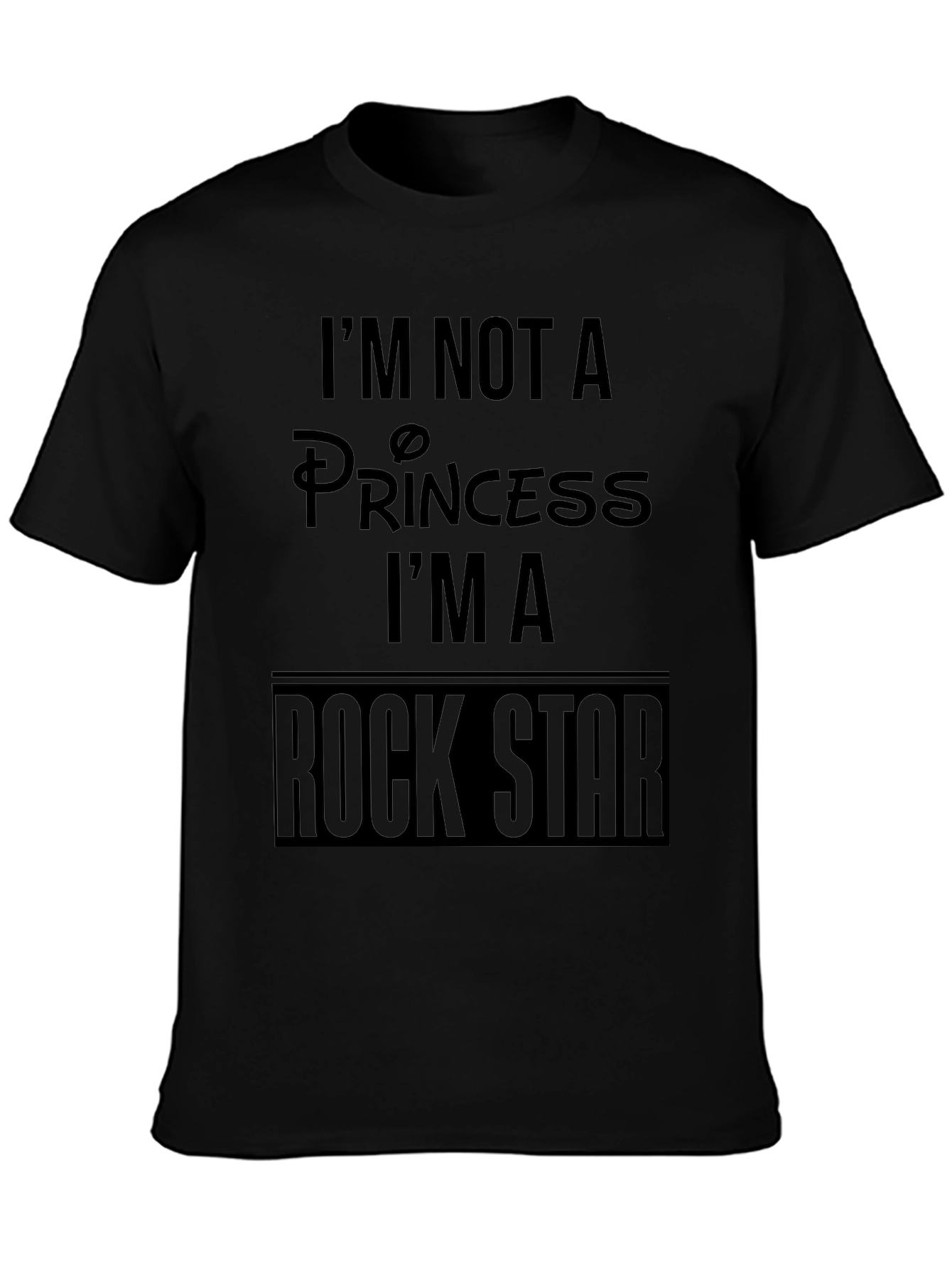 Im Not A Princess Rock Star Mens Black T-Shirt