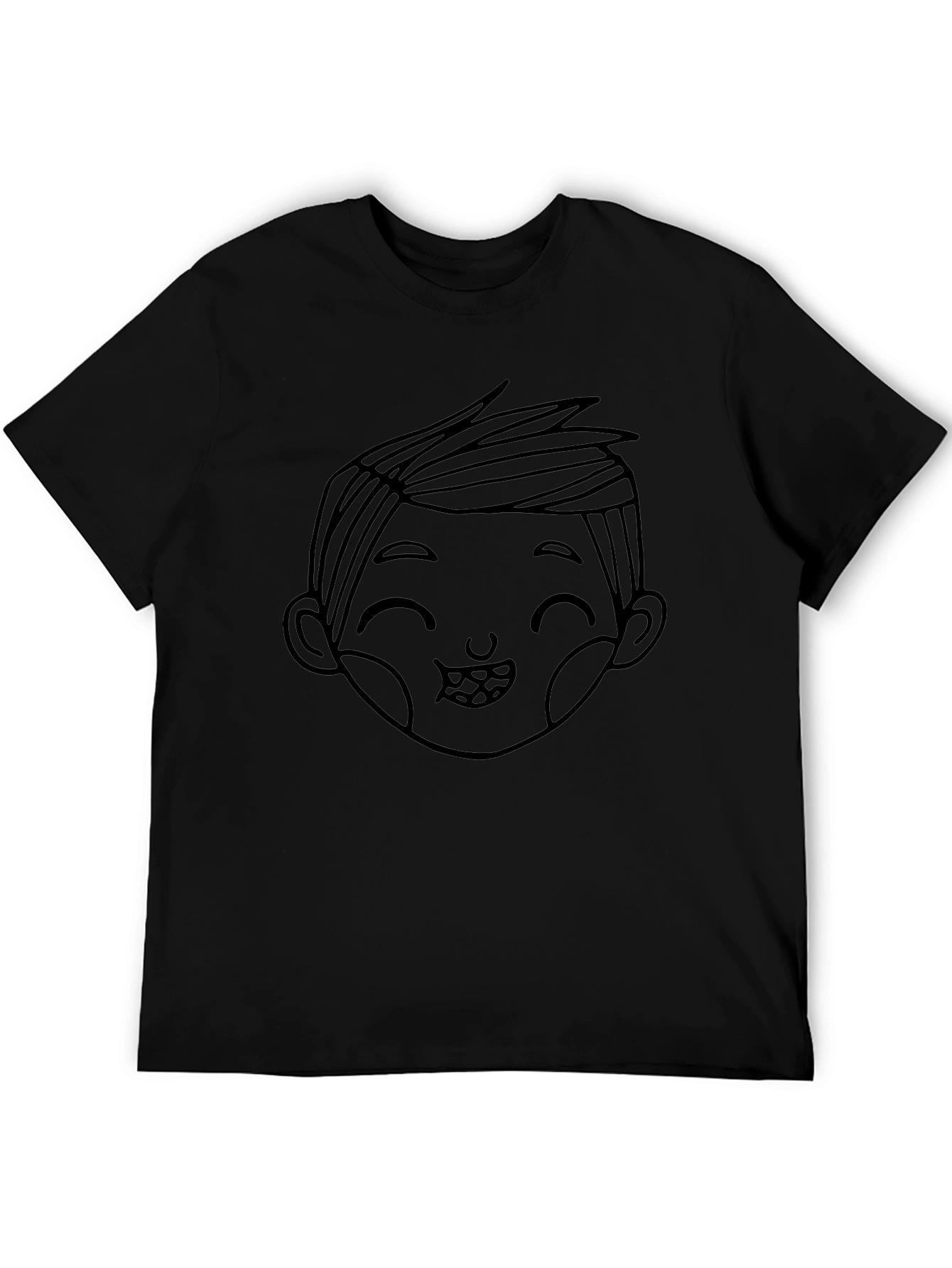 Cute Boy Graphic Black T-Shirt