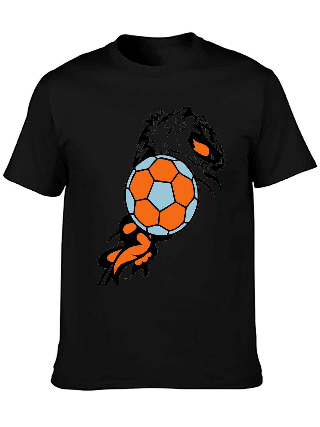 Lion & Soccer Ball Black T-Shirt