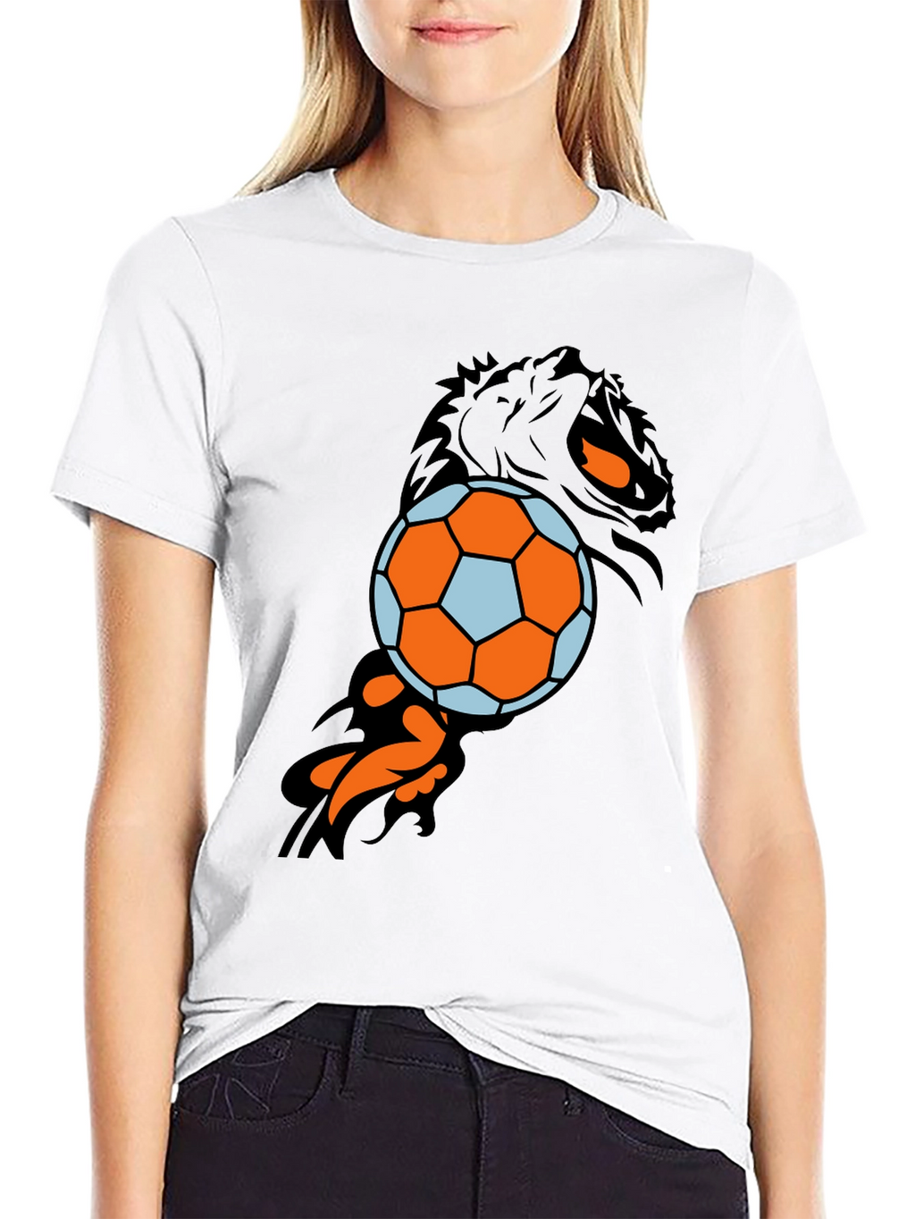 Lion & Soccer Ball Black T-Shirt