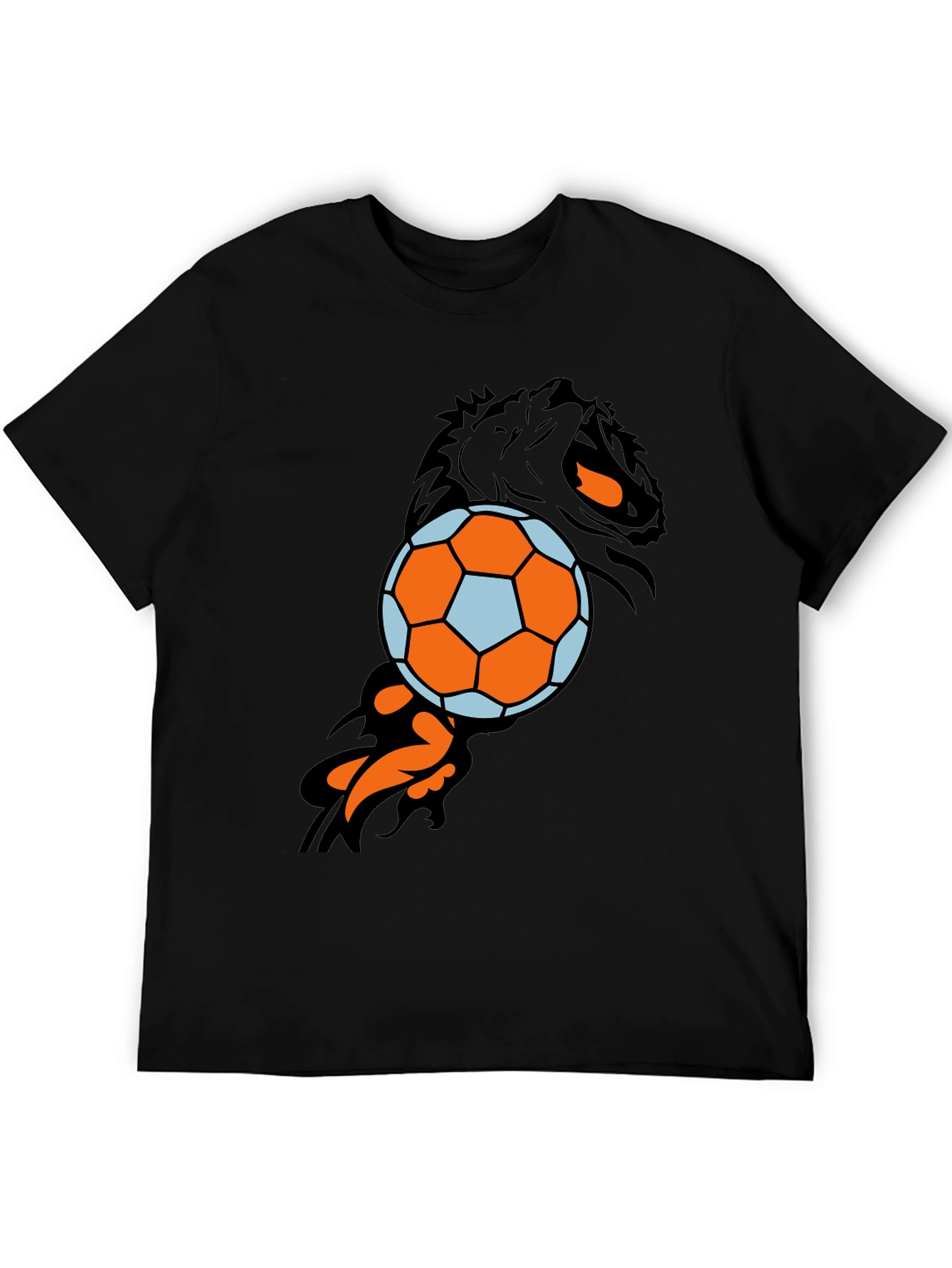 Lion & Soccer Ball Black T-Shirt