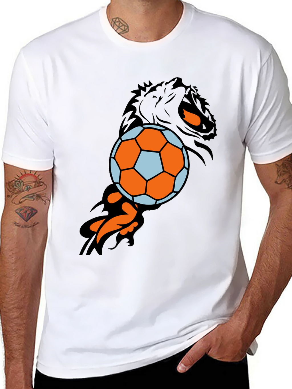 Lion & Soccer Ball Black T-Shirt