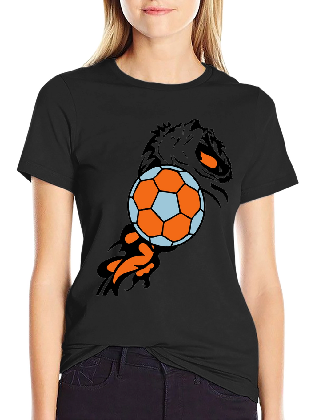 Lion & Soccer Ball Black T-Shirt