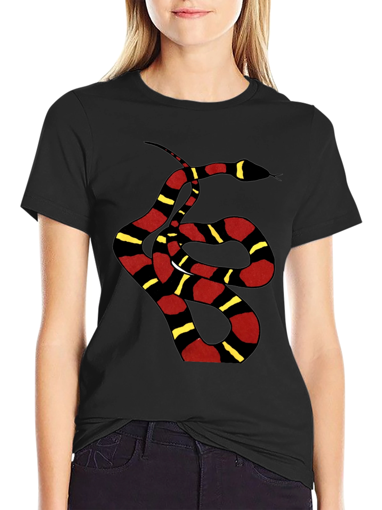 Striped Snake Graphic Tee - Black Unisex T-Shirt