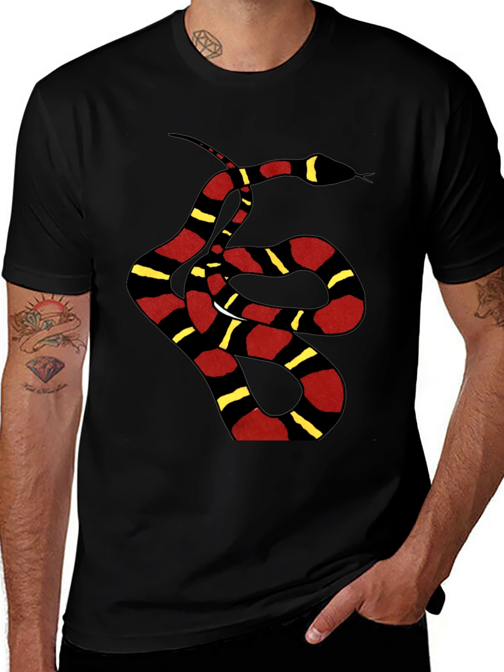 Striped Snake Graphic Tee - Black Unisex T-Shirt