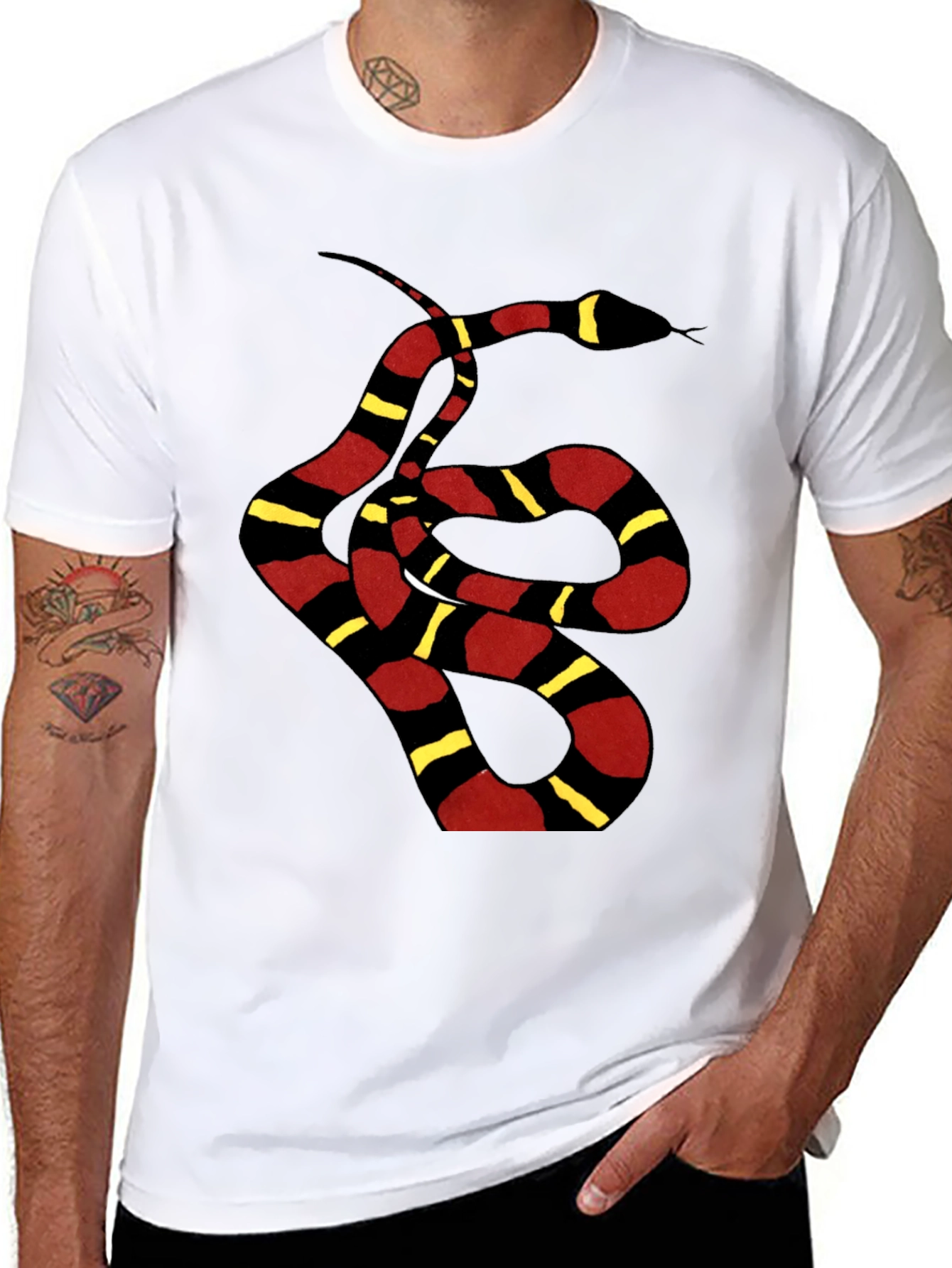 Striped Snake Graphic Tee - Black Unisex T-Shirt