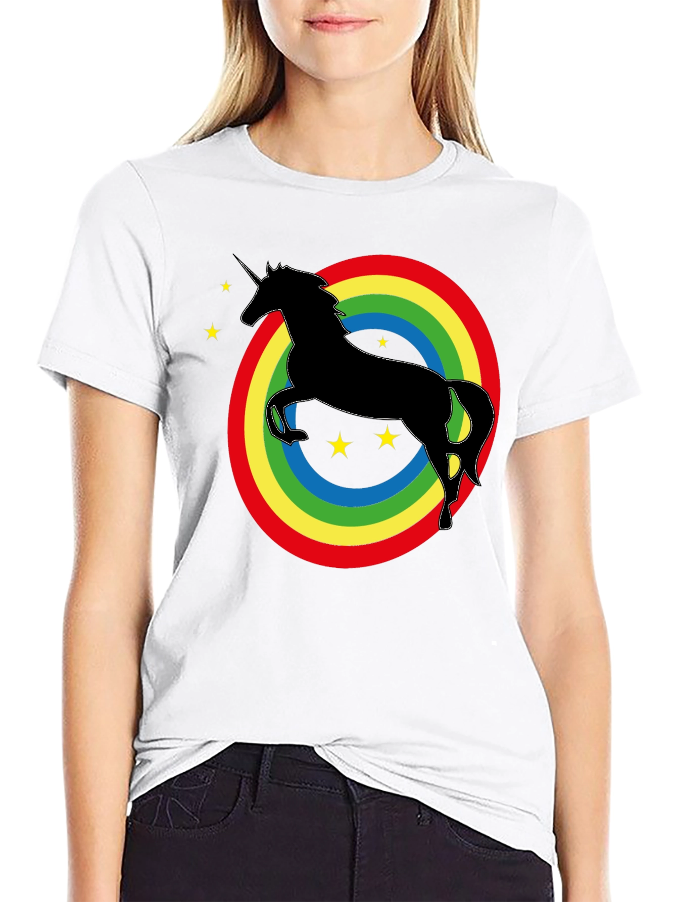 Rainbow Unicorn Graphic Tee - Black