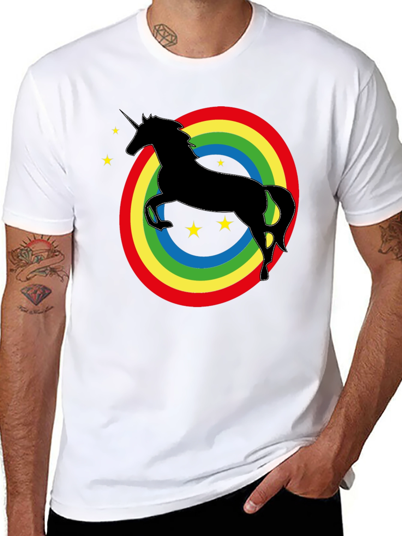 Rainbow Unicorn Graphic Tee - Black
