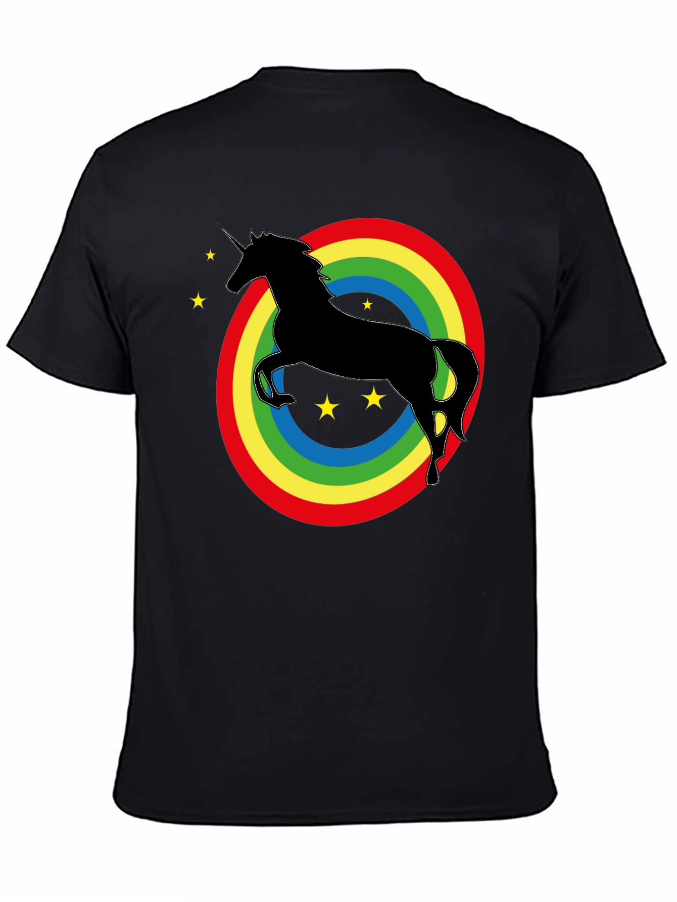 Rainbow Unicorn Graphic Tee - Black