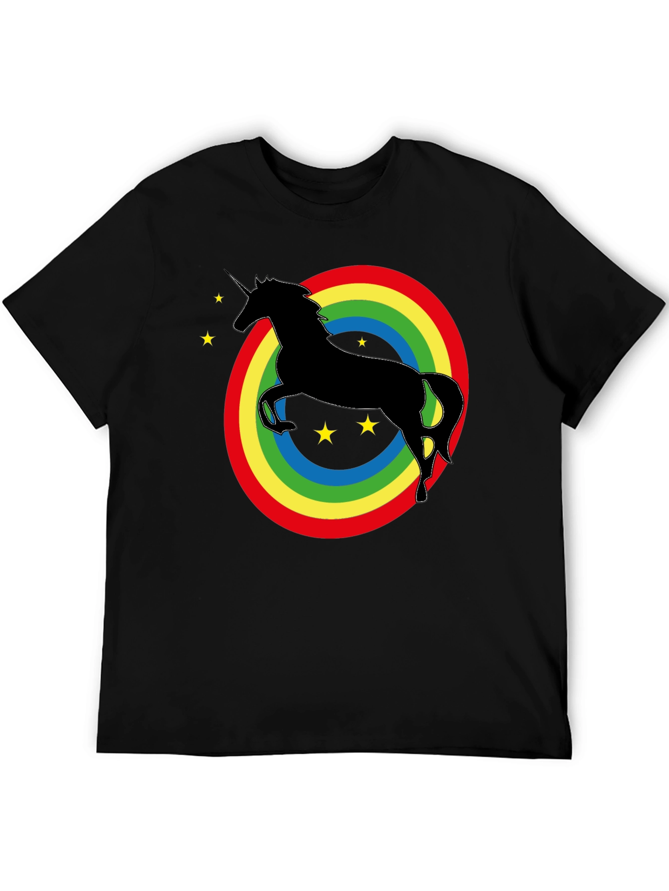 Rainbow Unicorn Graphic Tee - Black