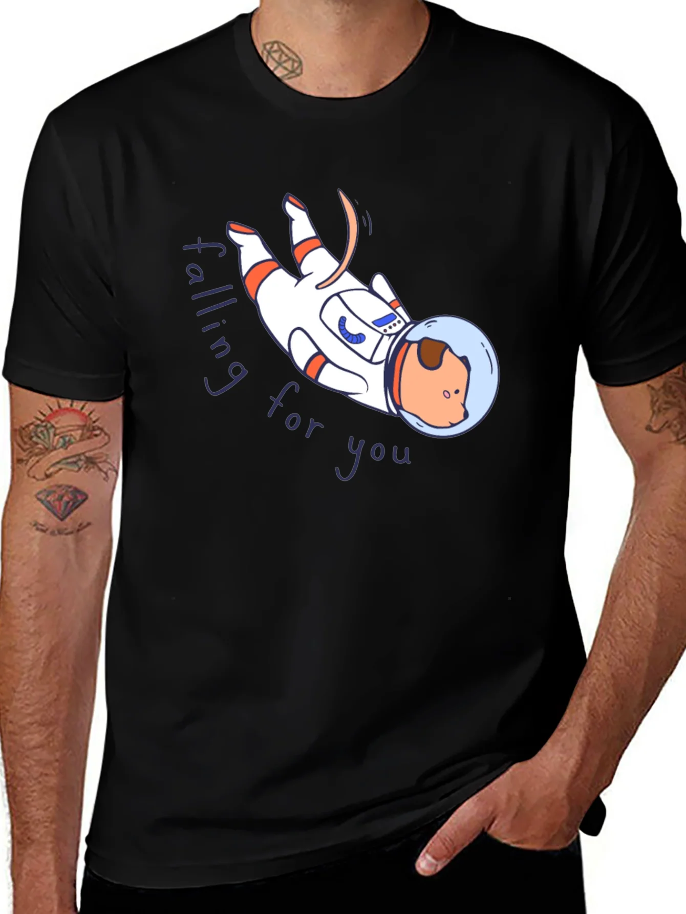 Astronaut Dog Graphic T-Shirt - Falling for You