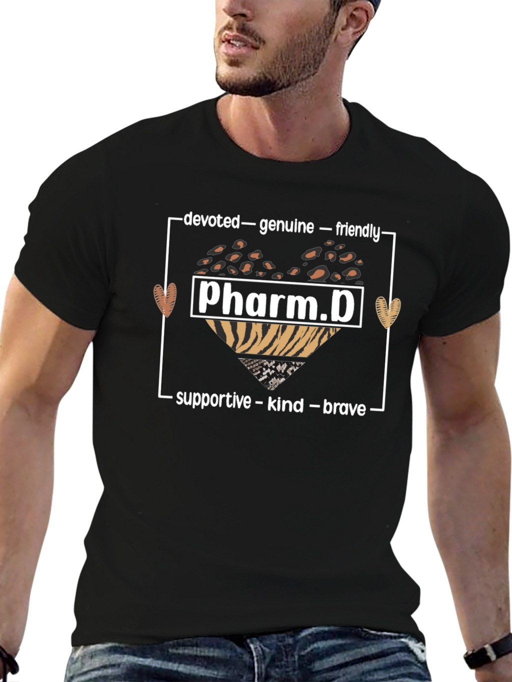Pharm.D T-Shirt - Leopard Heart Graphic Tee