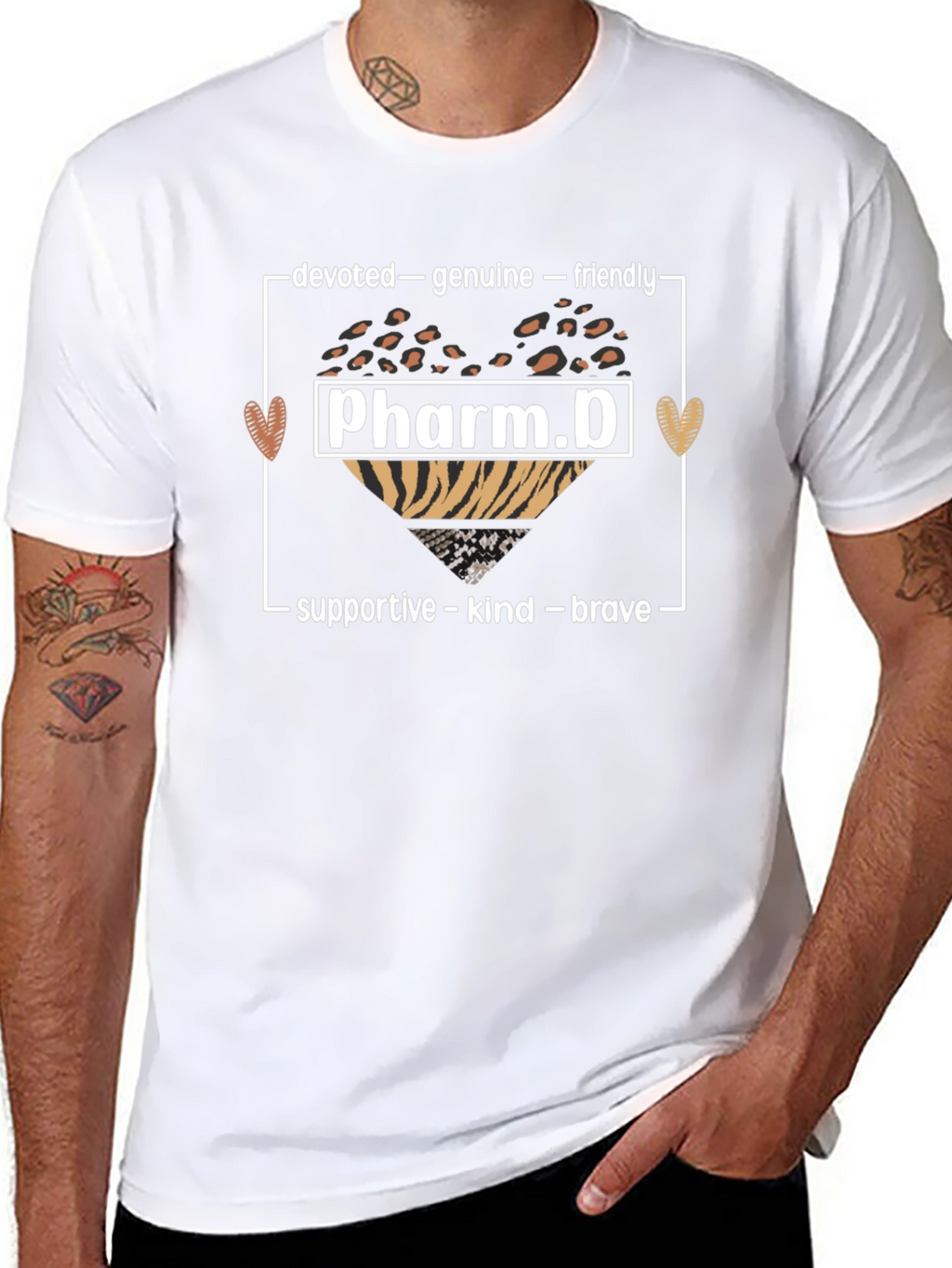 Pharm.D T-Shirt - Leopard Heart Graphic Tee