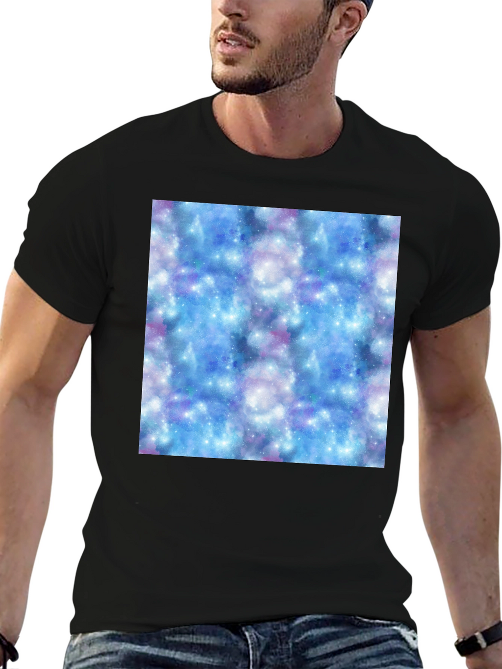 Galaxy Print Black T-Shirt