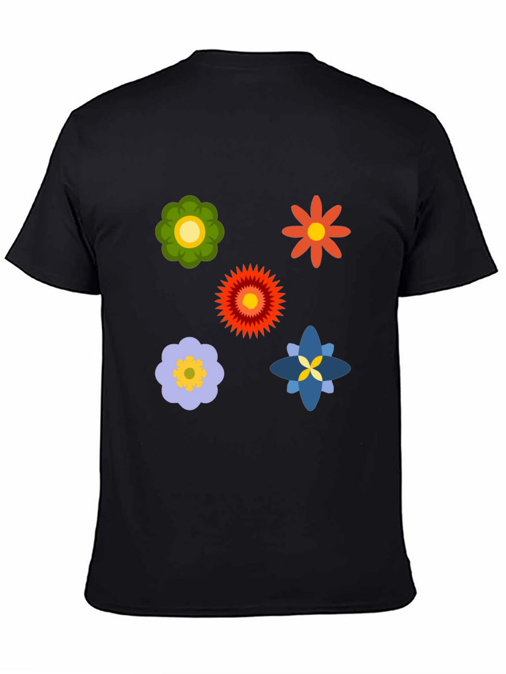 Floral Print Black Crew Neck T-Shirt