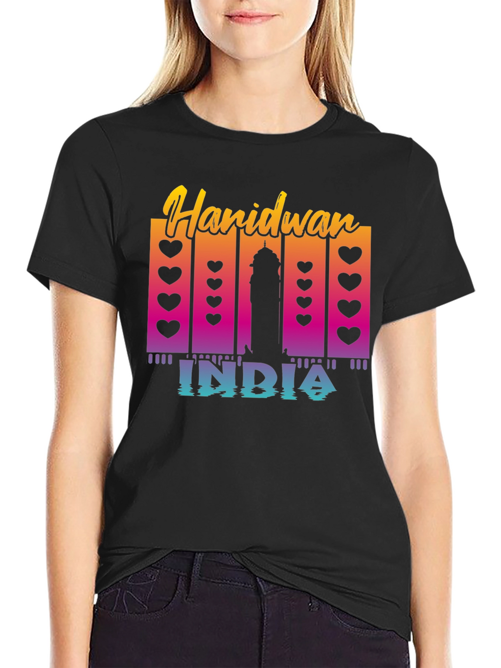 Haridwan India T-Shirt: Heart & Silhouette Design