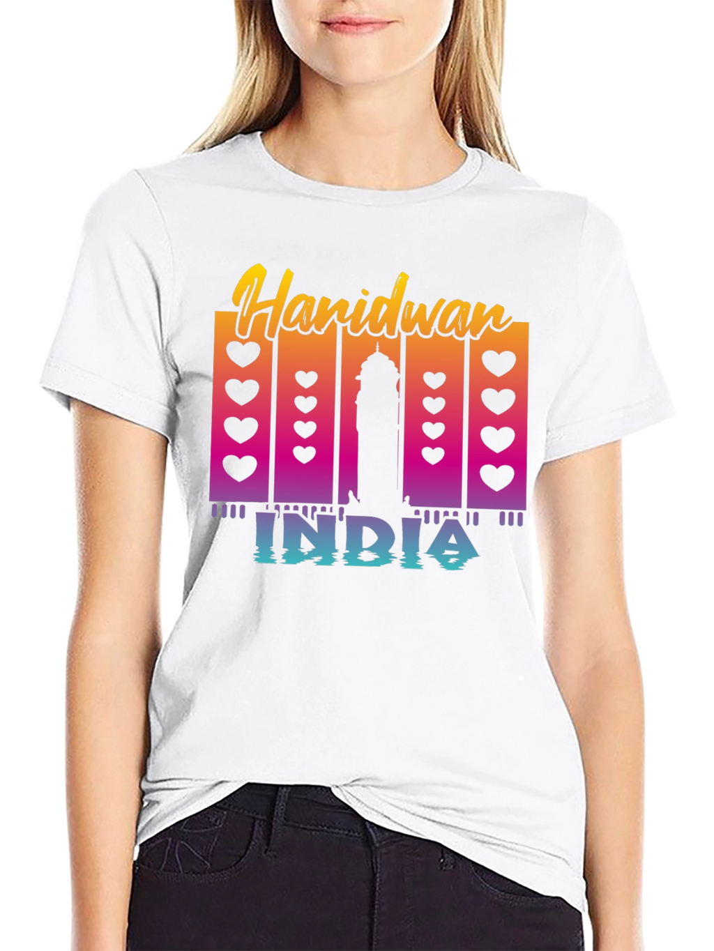 Haridwan India T-Shirt: Heart & Silhouette Design