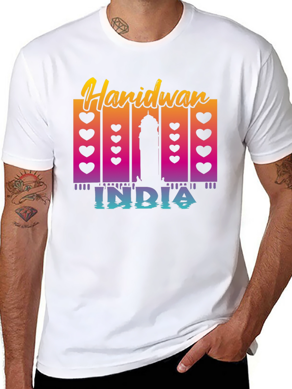Haridwan India T-Shirt: Heart & Silhouette Design