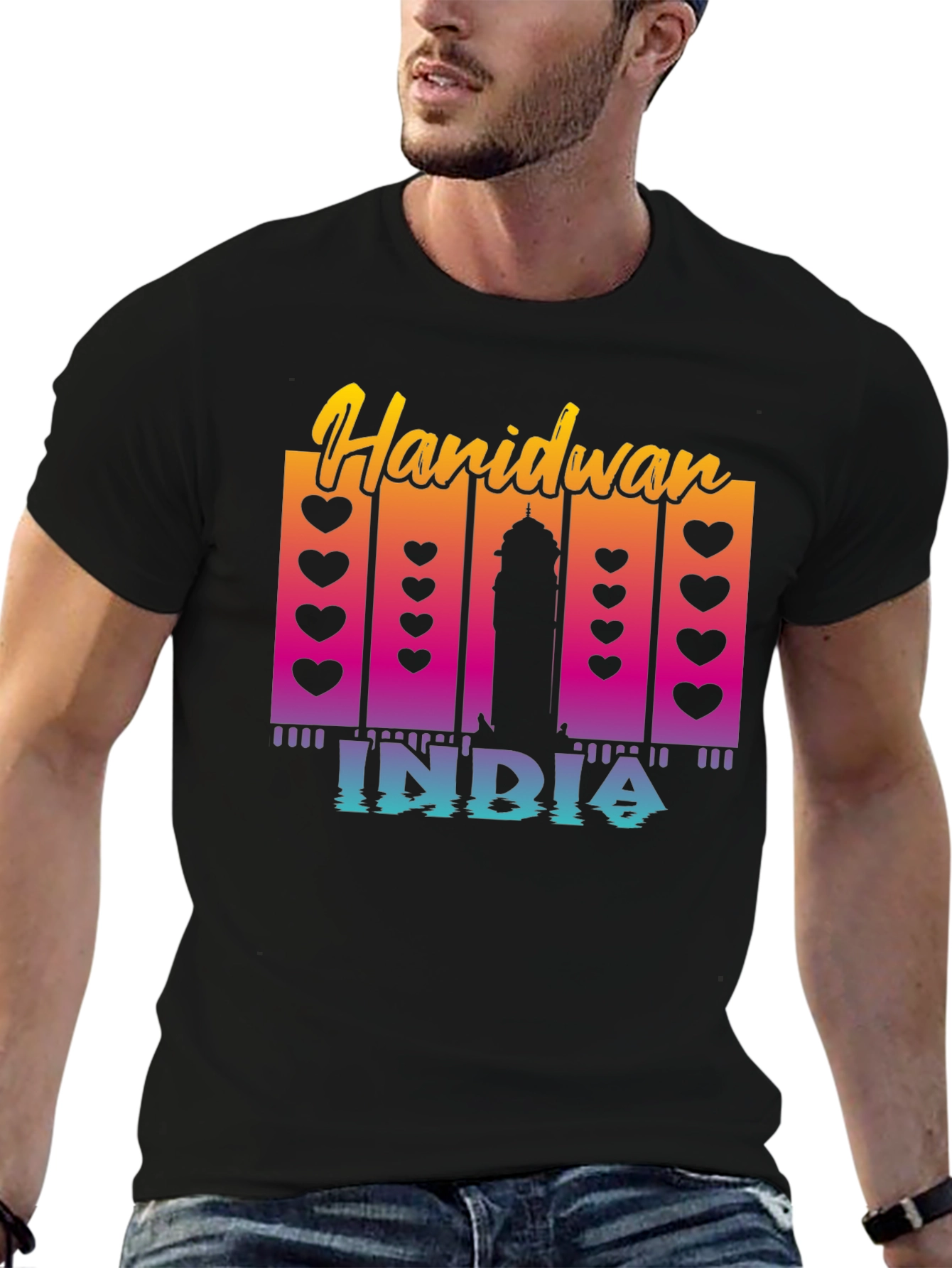 Haridwan India T-Shirt: Heart & Silhouette Design