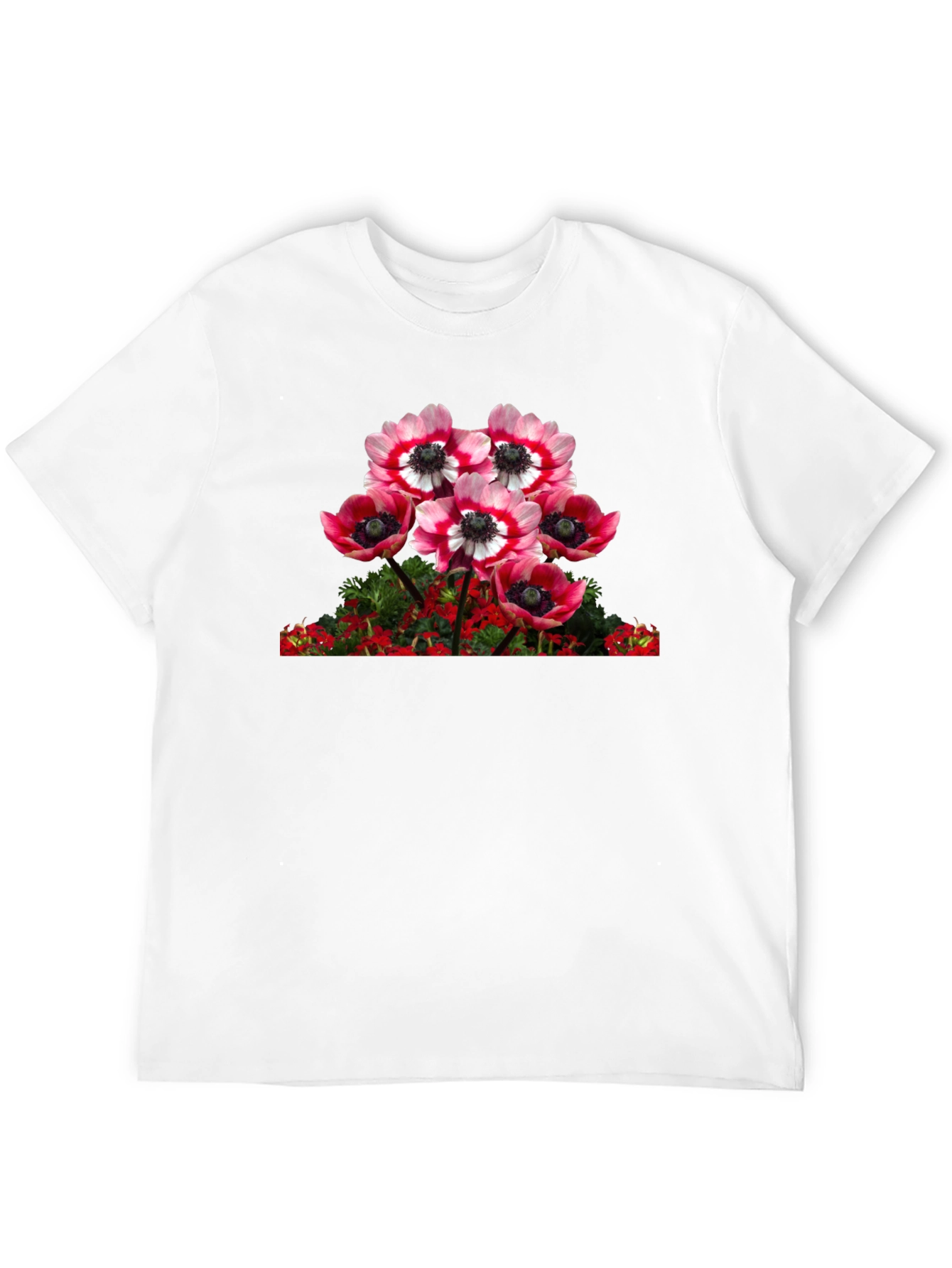 Floral Anemone Graphic Tee - Black Cotton Blend
