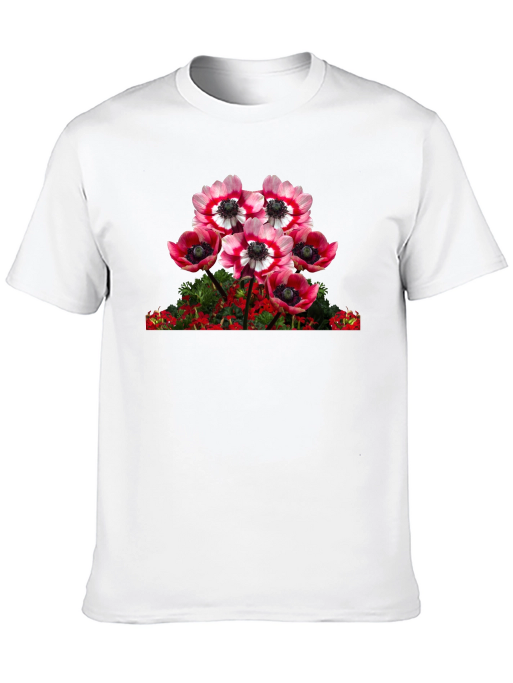 Floral Anemone Graphic Tee - Black Cotton Blend