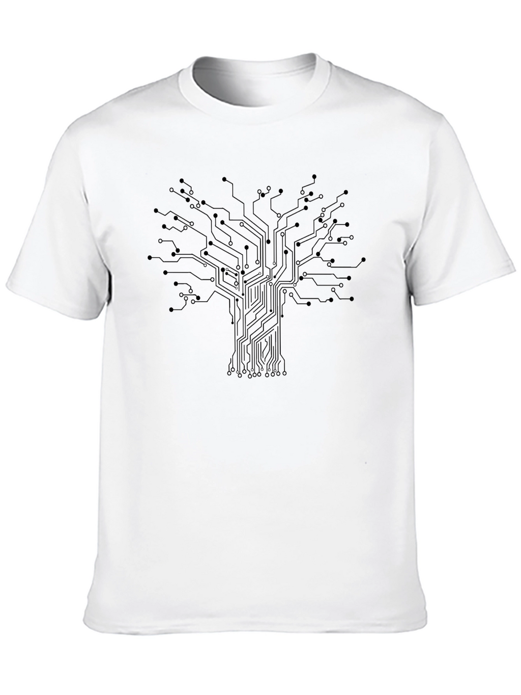 Tech Tree Black T-Shirt - Modern Circuit Board Design