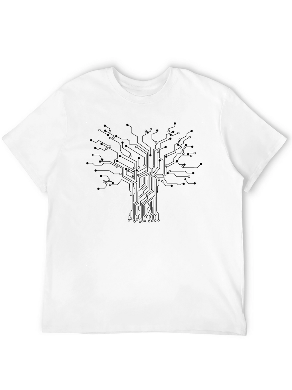 Tech Tree Black T-Shirt - Modern Circuit Board Design