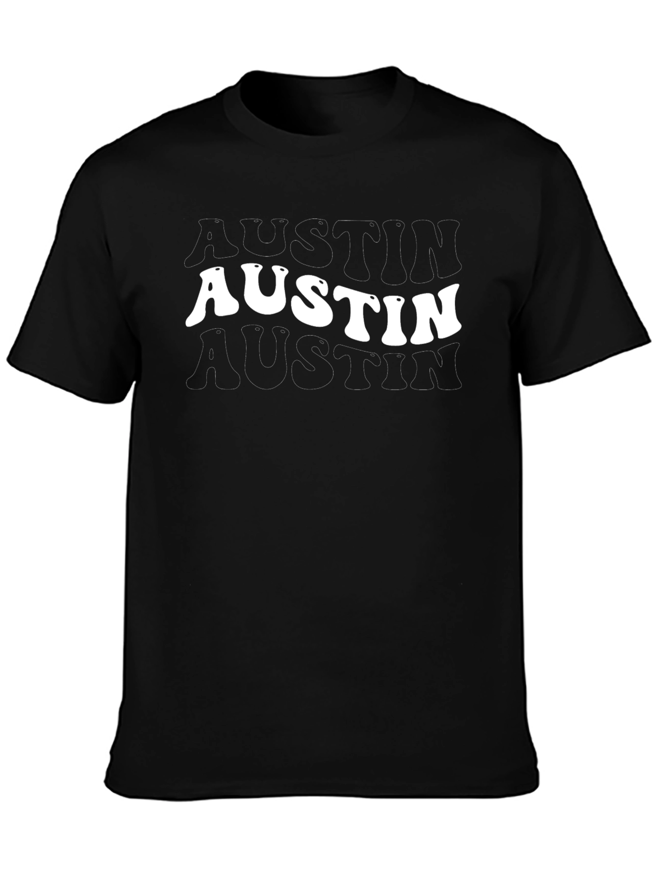 Retro Austin Graphic Tee - Trendy Black T-Shirt
