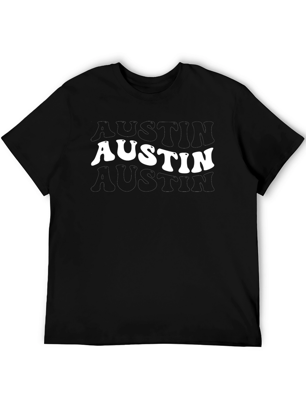 Retro Austin Graphic Tee - Trendy Black T-Shirt