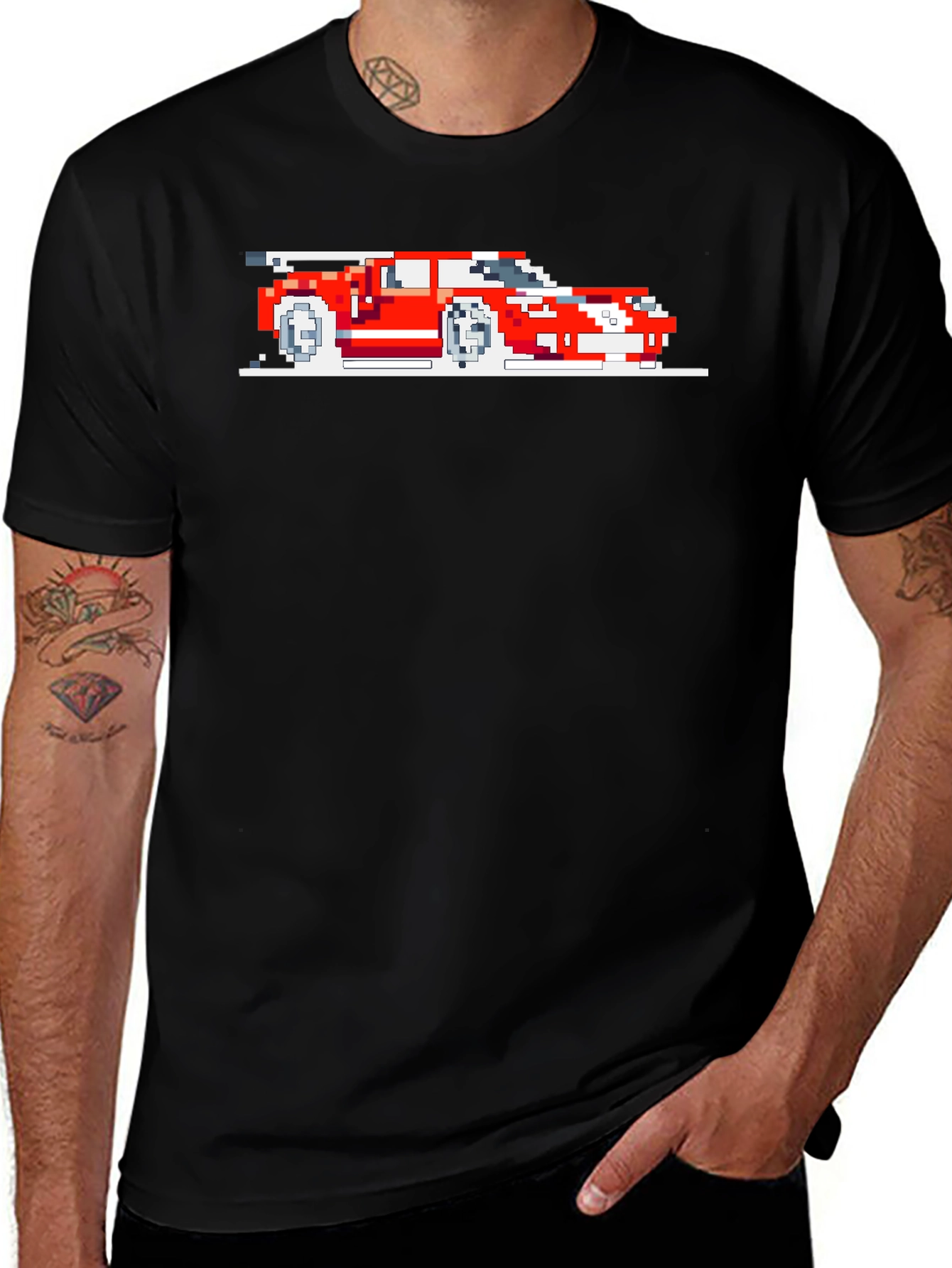 Pixel Art Car Graphic Tee - Retro Style