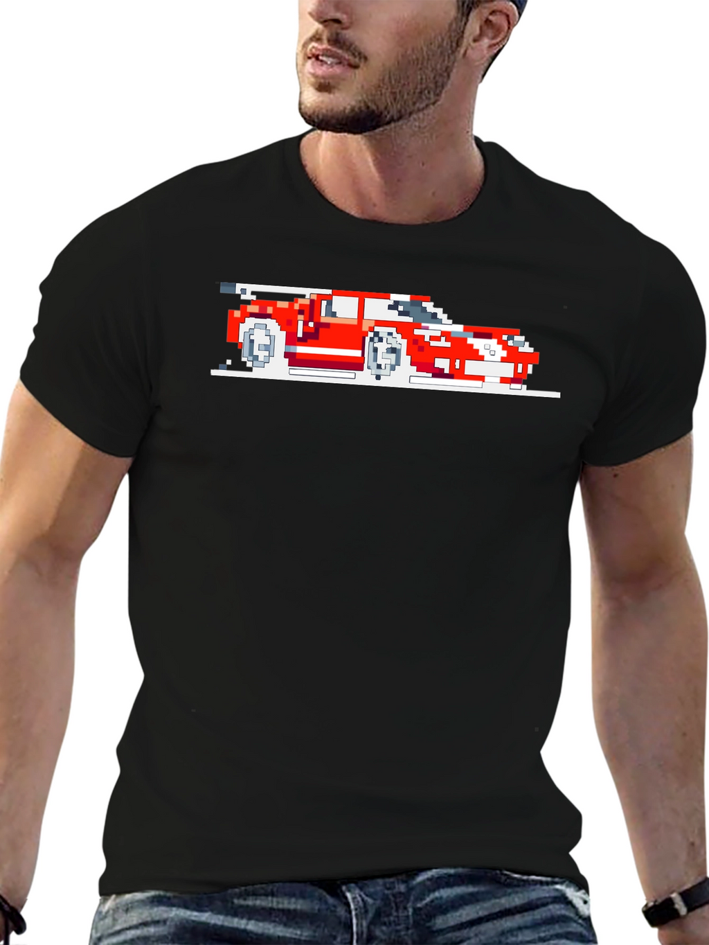 Pixel Art Car Graphic Tee - Retro Style