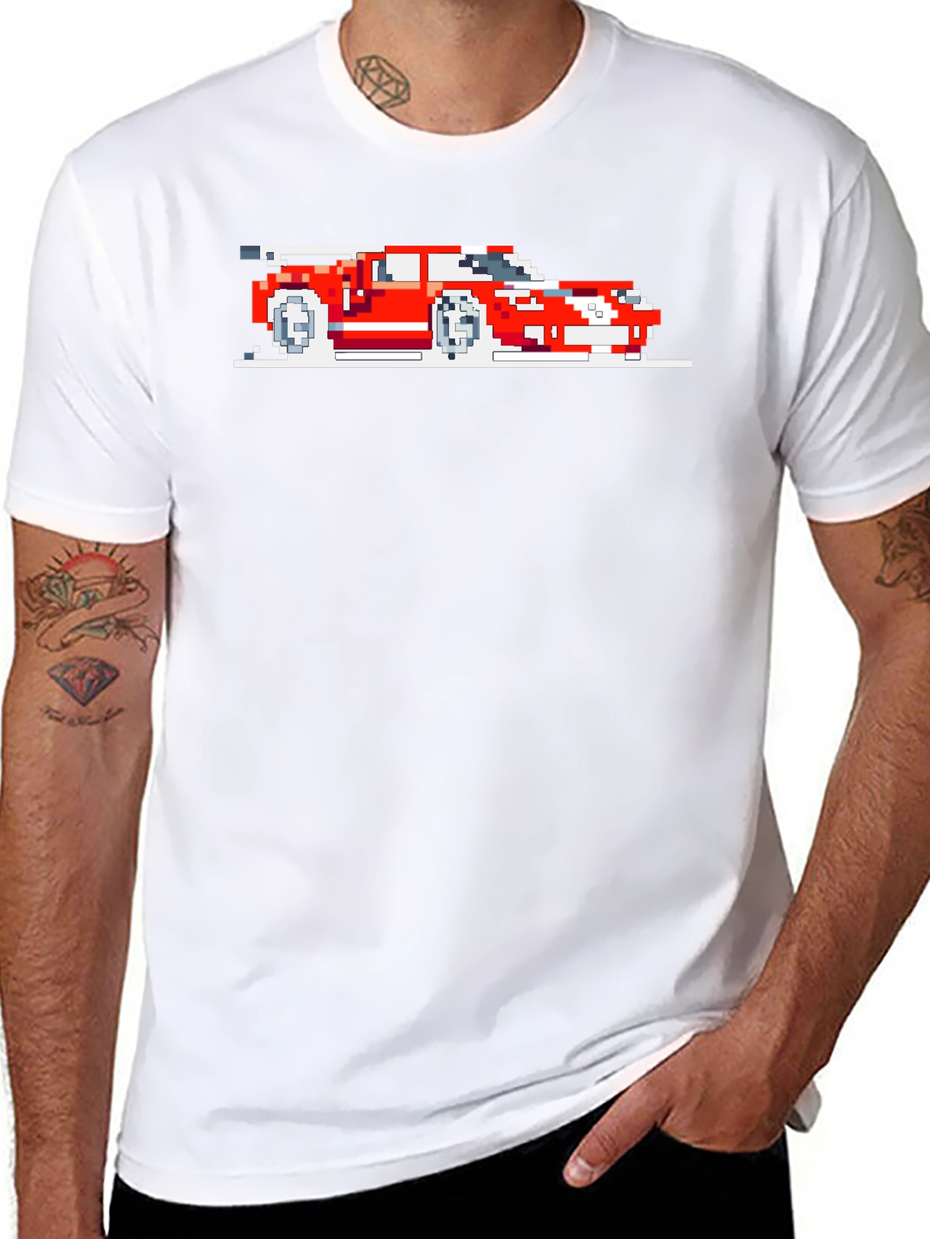 Pixel Art Car Graphic Tee - Retro Style