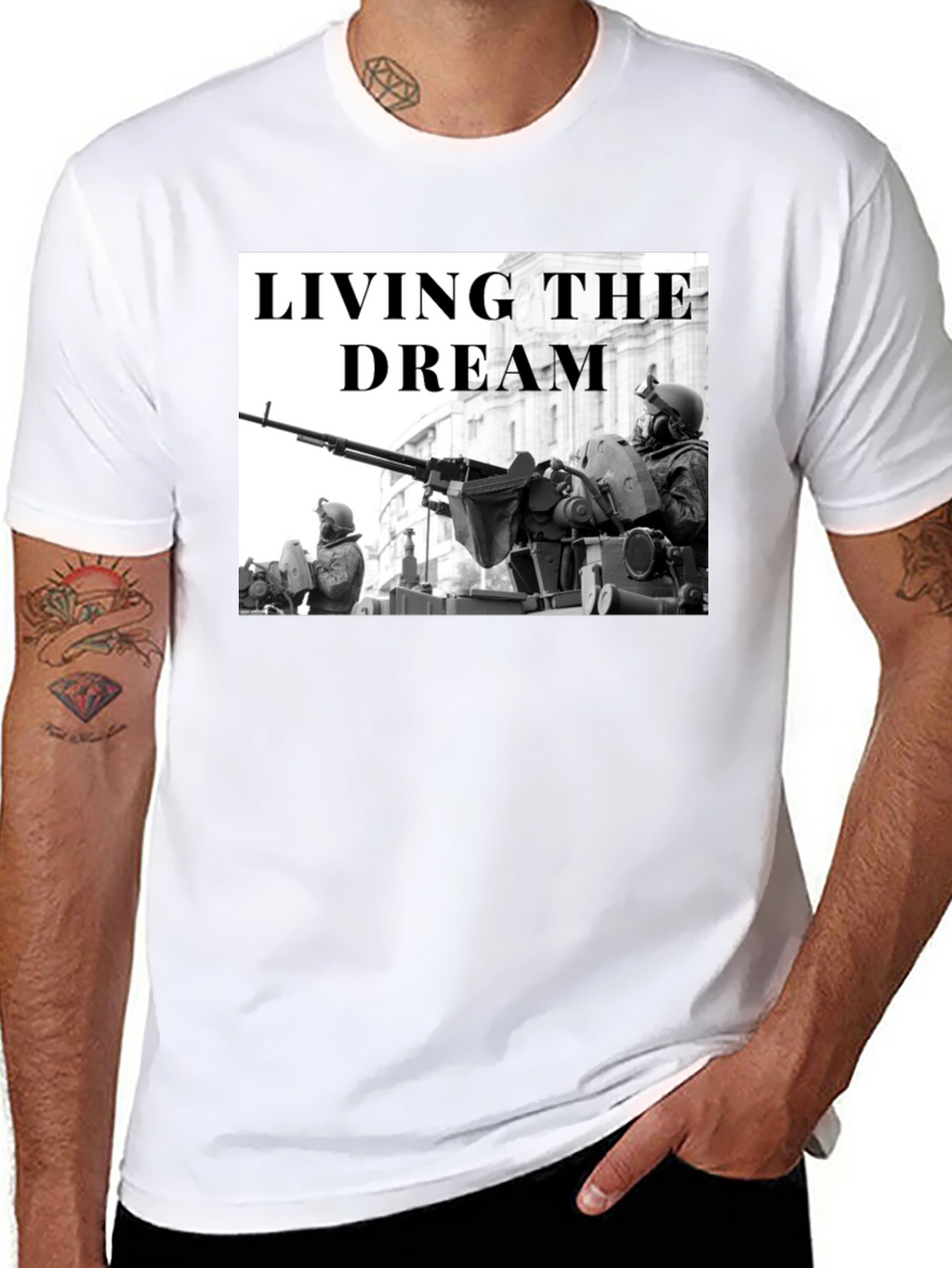 Living the Dream Military Graphic T-Shirt