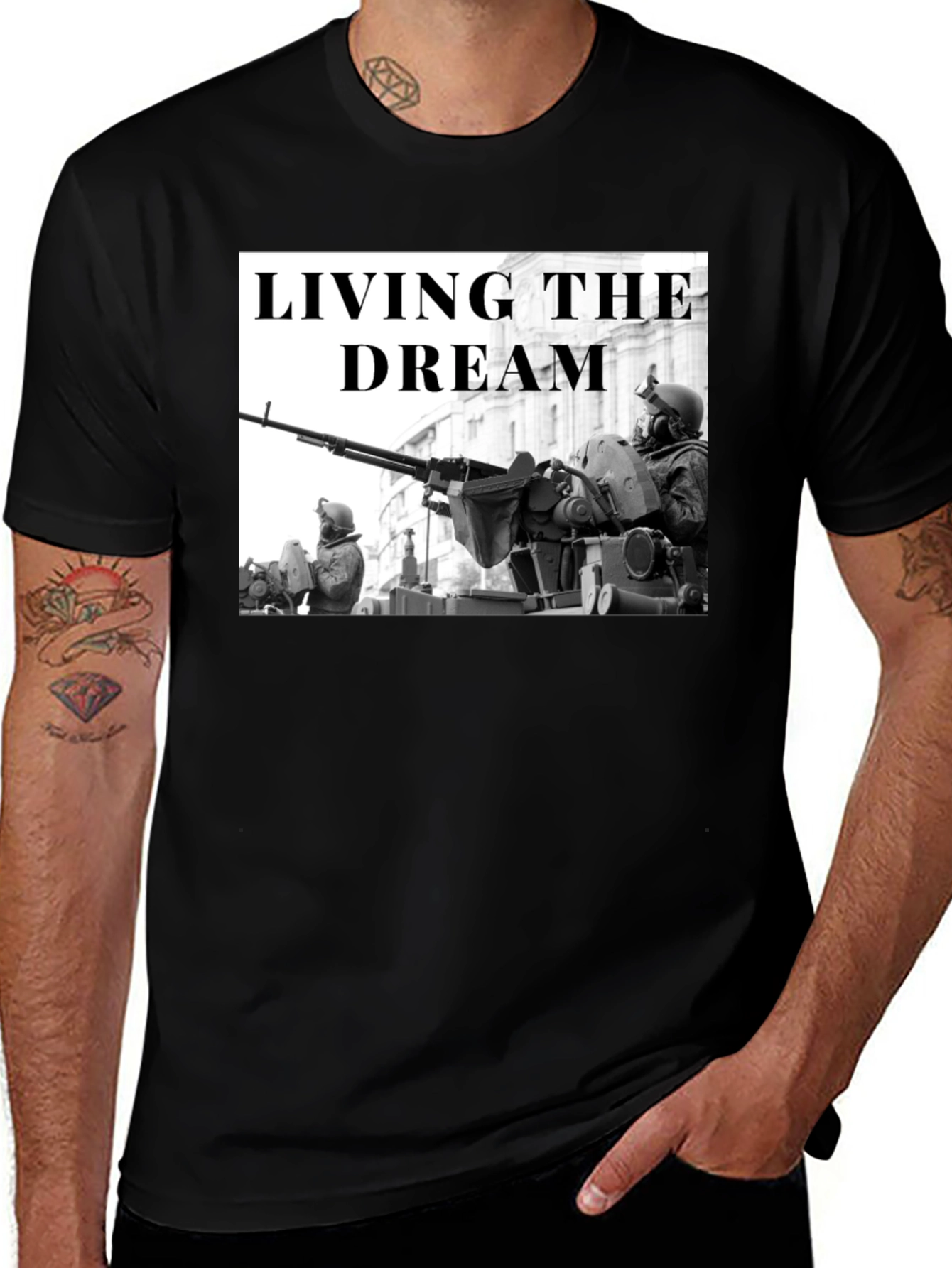 Living the Dream Military Graphic T-Shirt