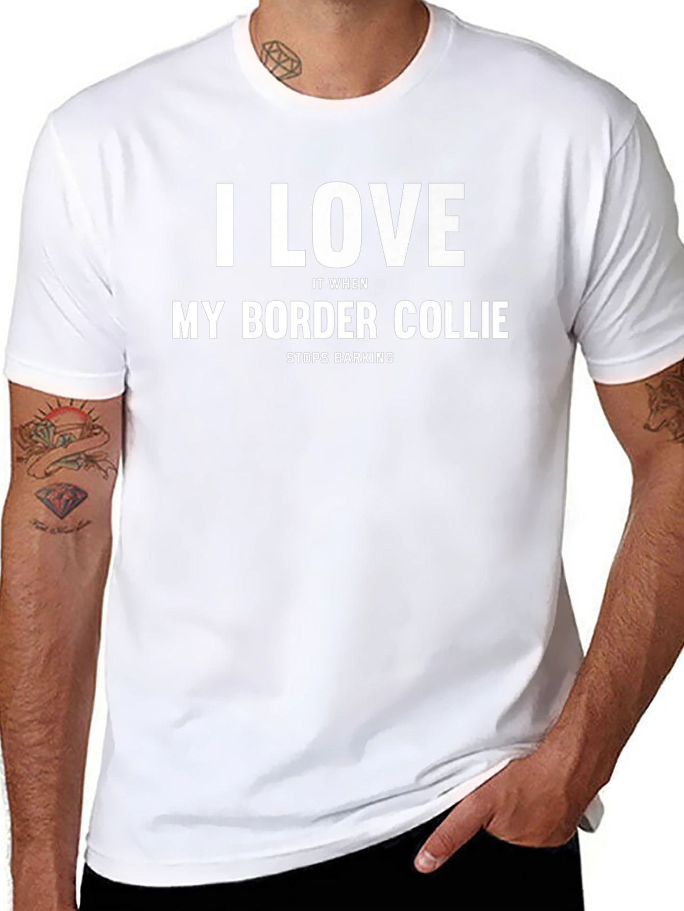 I Love My Border Collie Black T-Shirt