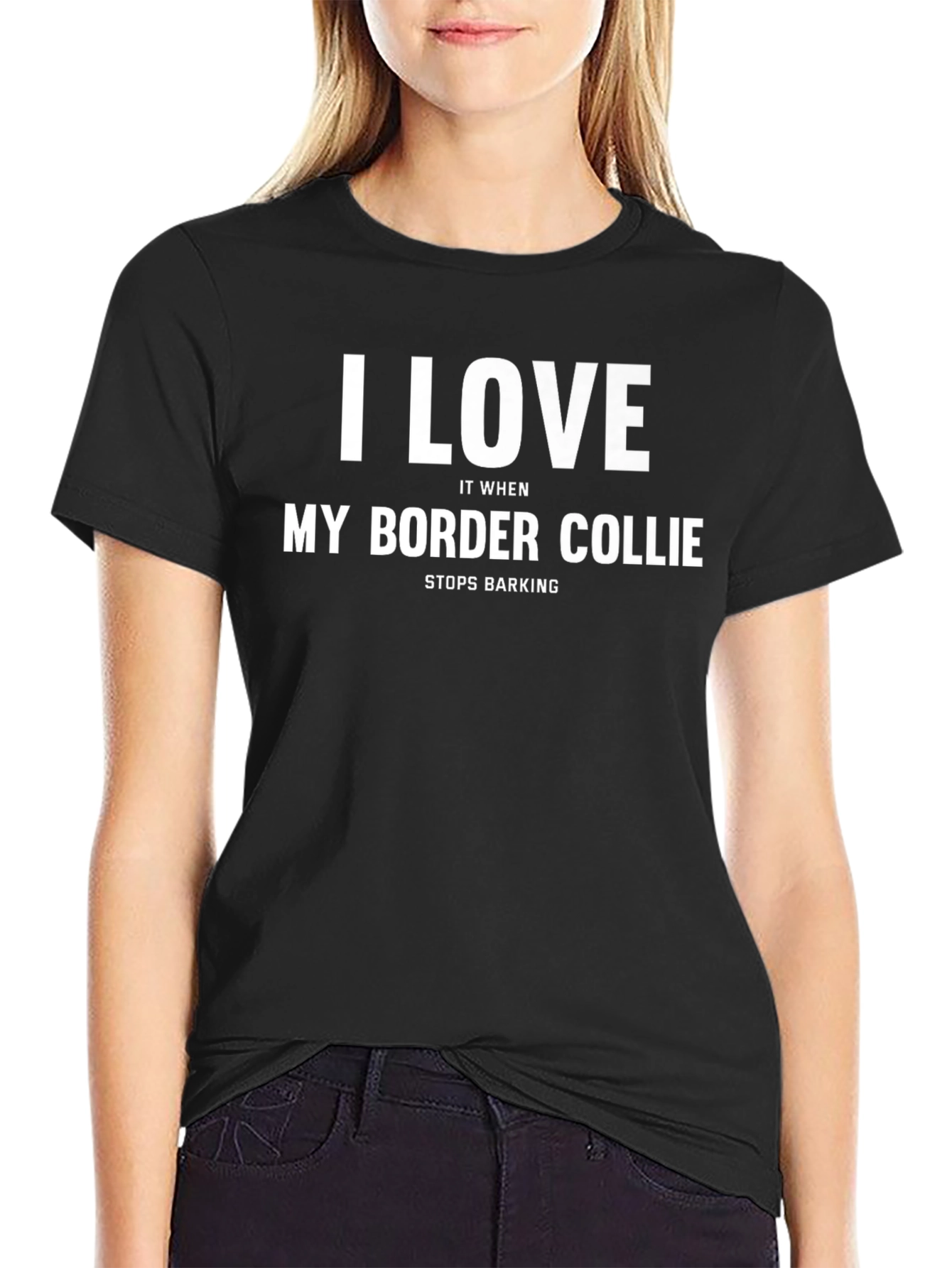 I Love My Border Collie Black T-Shirt
