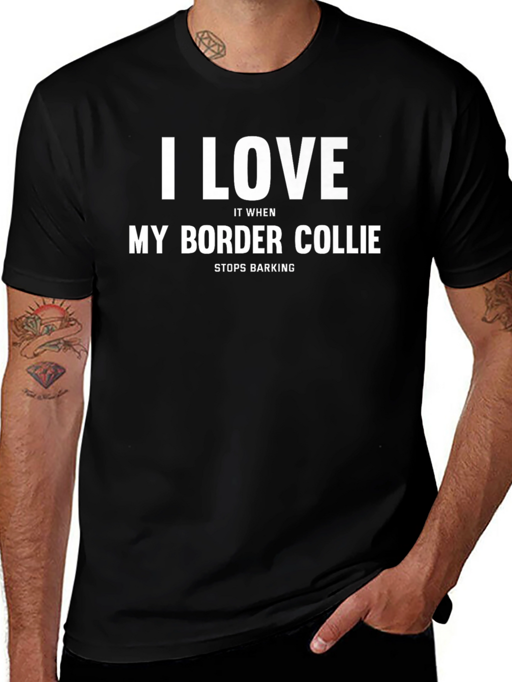 I Love My Border Collie Black T-Shirt