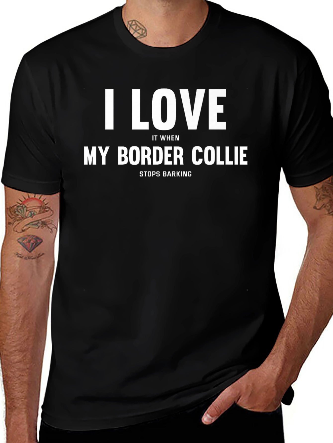 I Love My Border Collie Black T-Shirt