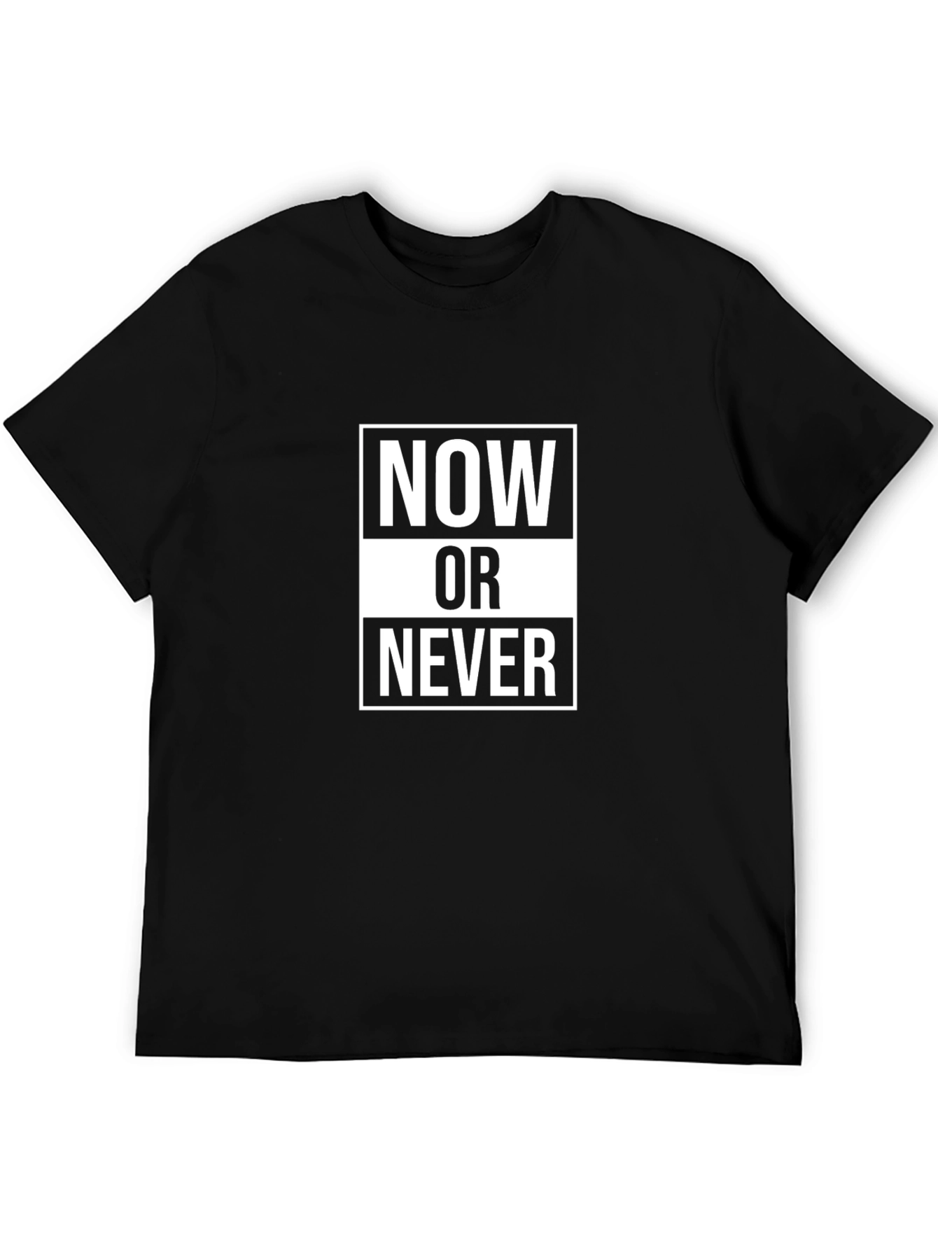 Now Or Never Black Graphic Tee