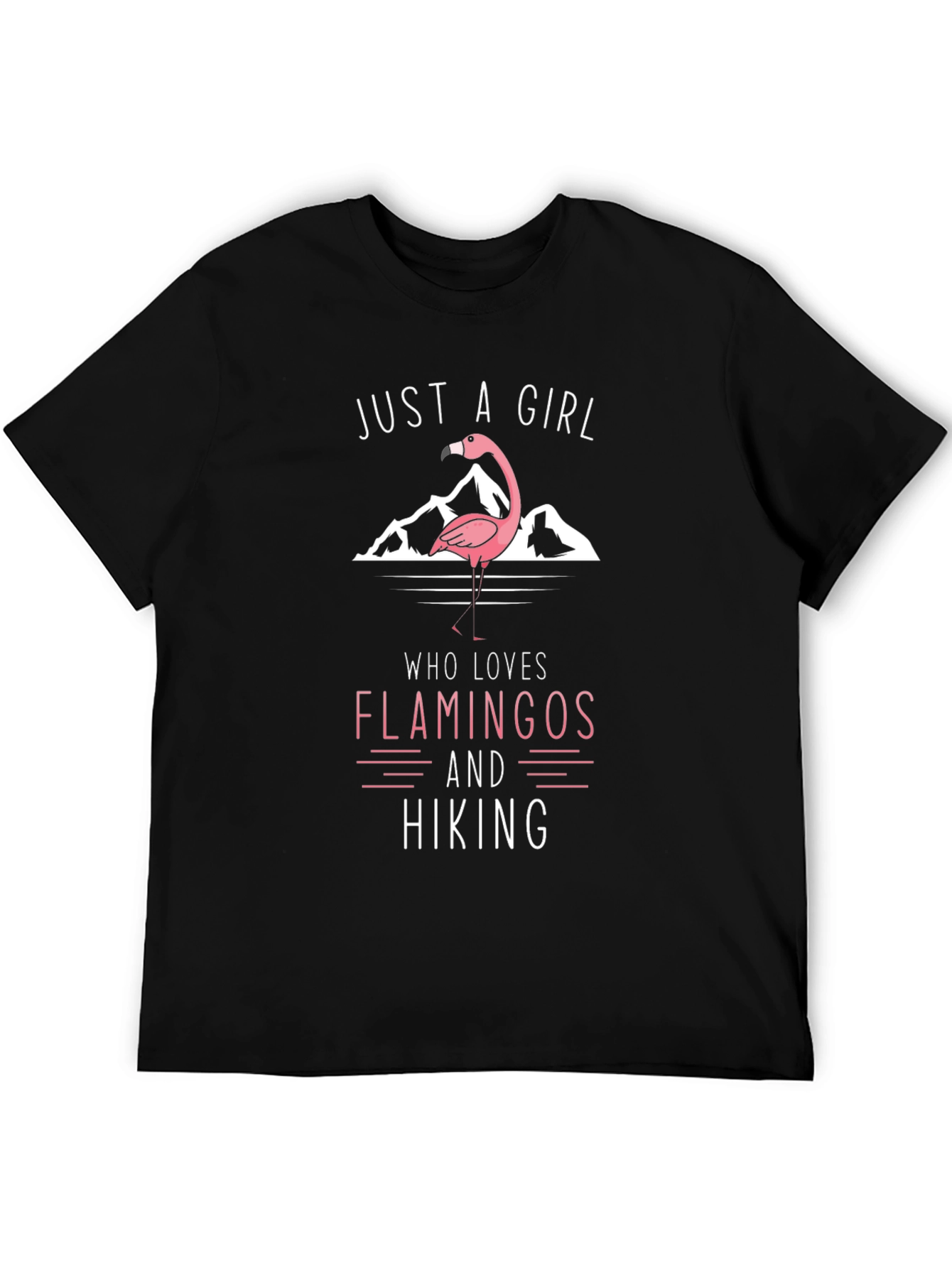 Flamingo Hiking Graphic Tee - Just a Girl Who Loves