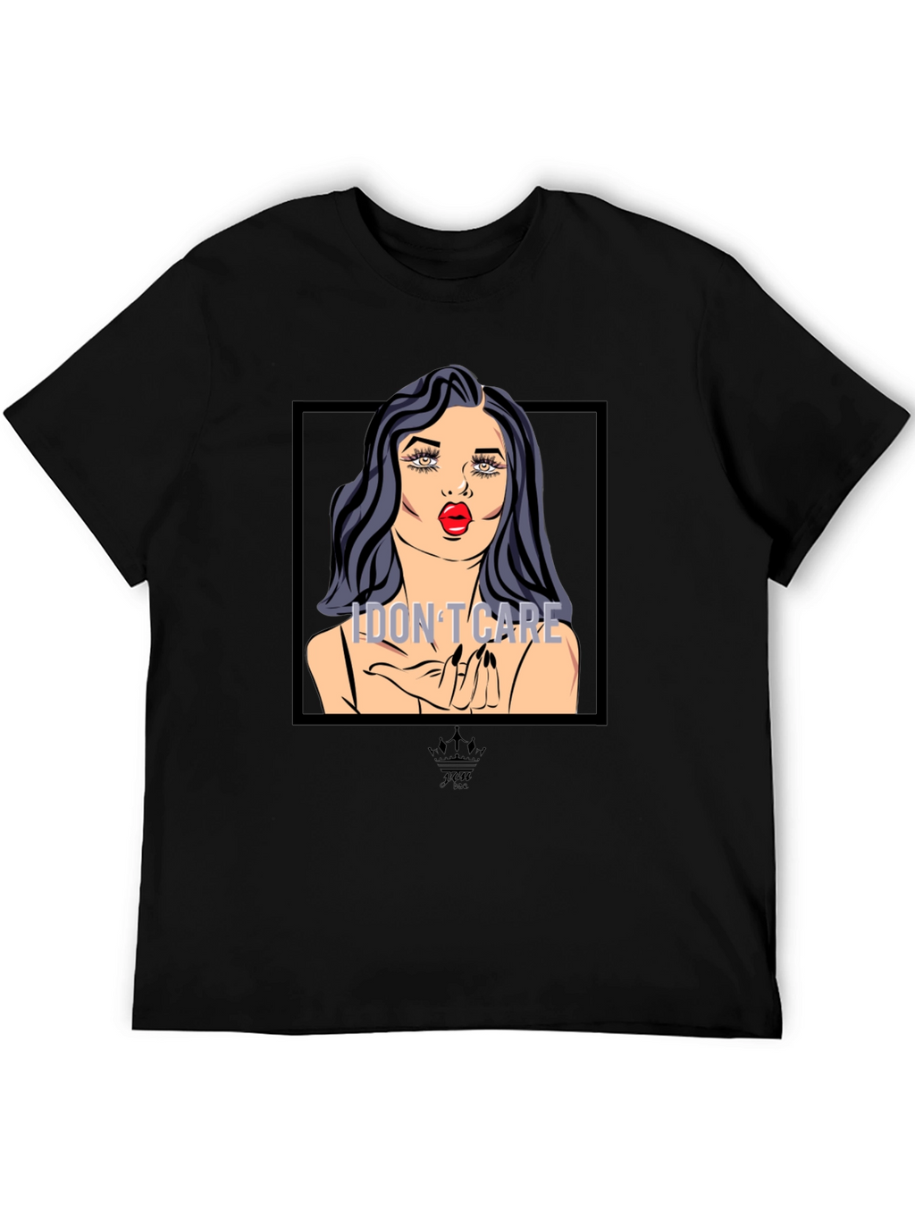 I Dont Care Pop Art Graphic Tee - Black