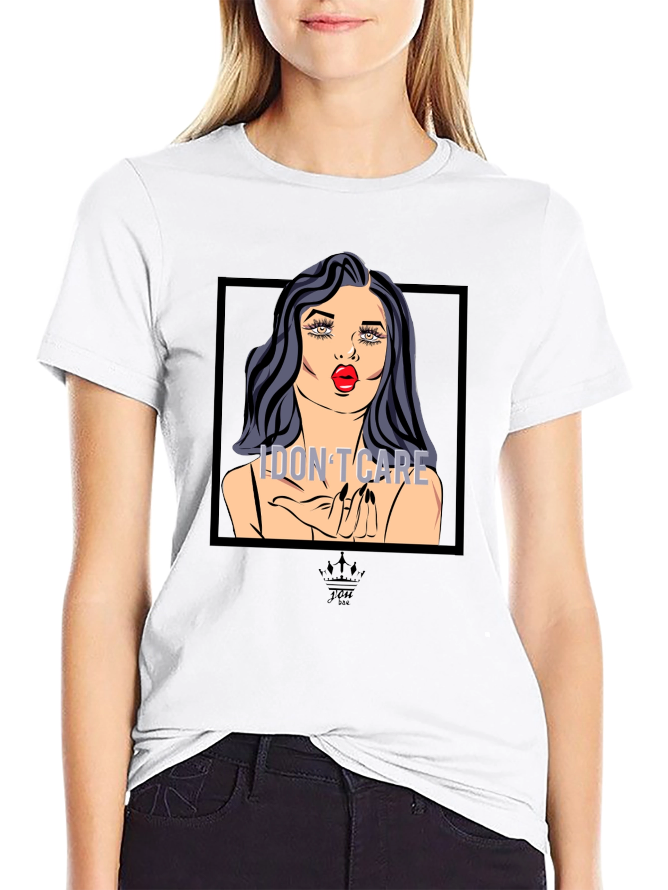 I Dont Care Pop Art Graphic Tee - Black